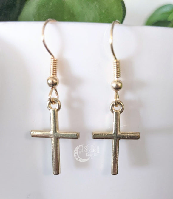 Gold Cross Earrings